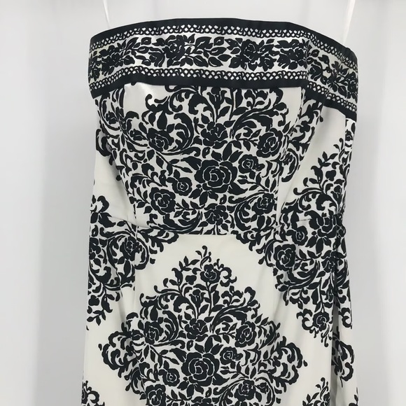 White House Black Market Dress Womens Floral Satin Strapless Cocktail Party - Picture 9 of 9